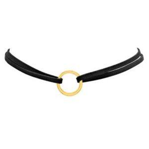 Steel Time Black Velvet Gold Tone Ring Choker Necklace NWOT